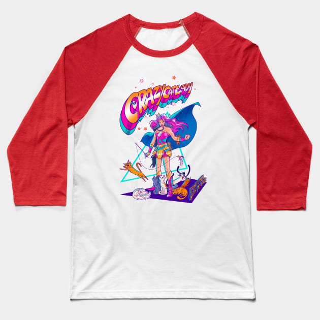 Crazy Cat Lady Baseball T-Shirt by Lab7115